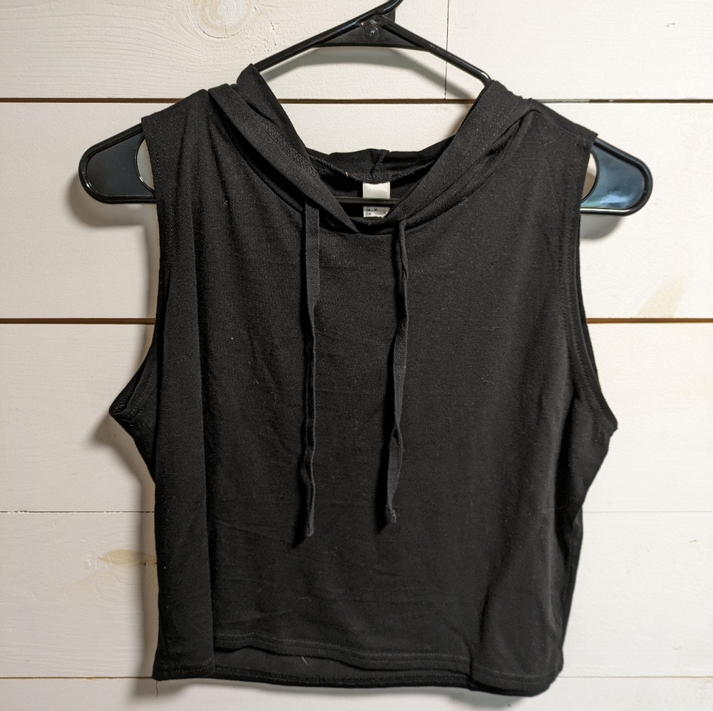 Crop workout hooded tank